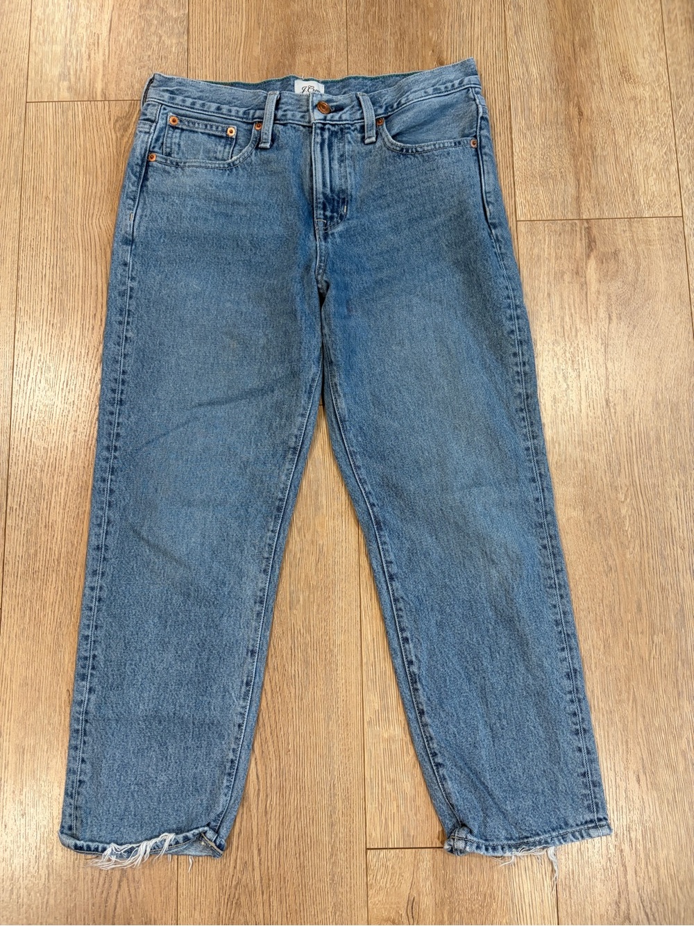 J.Crew Slouchy Boyfriend Jeans 26P Petite Light Wash Distressed Hem